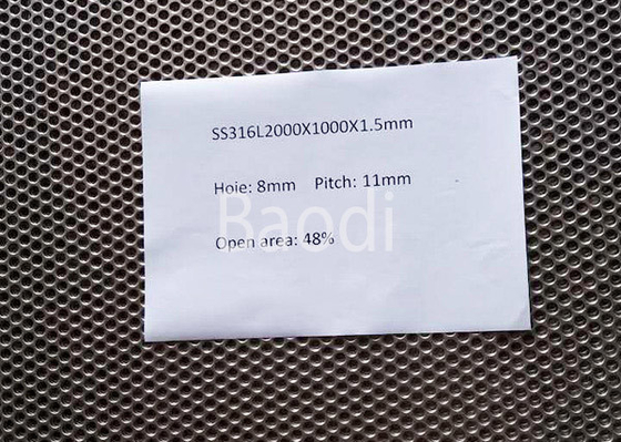 SS316 hoja de acero perforada durable 2000 x 1000 x 1.5m m para los filtros químicos
