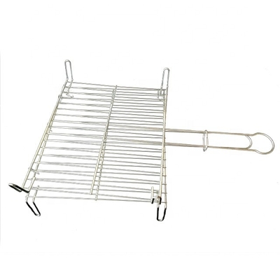 25*30 Galvanizado Grill de barbacoa rectangular con malla de alambre de barbacoa con mango