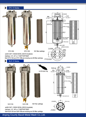 Prefiltro de acero inoxidable para el hogar con cartucho de 1,2 mm de espesor y patrón de impresión láser