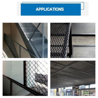 Rejillas de malla metálica ampliada de aluminio pintado negro de pies cuadrados para superficies limpias o pintadas en espacios funcionales