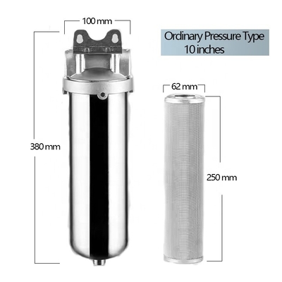 Prefiltro modular de acero inoxidable de flujo longitud del cartucho de filtro de 10 pulgadas para SS304/SS316 y tipo de presión ordinaria