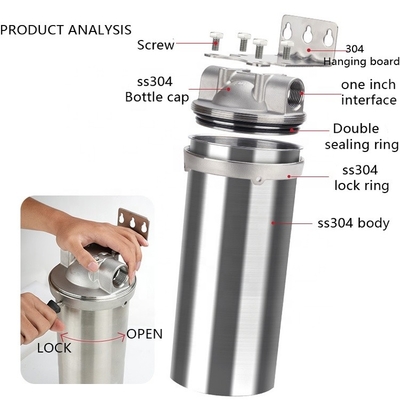 Prefiltro modular de acero inoxidable de flujo longitud del cartucho de filtro de 10 pulgadas para SS304/SS316 y tipo de presión ordinaria